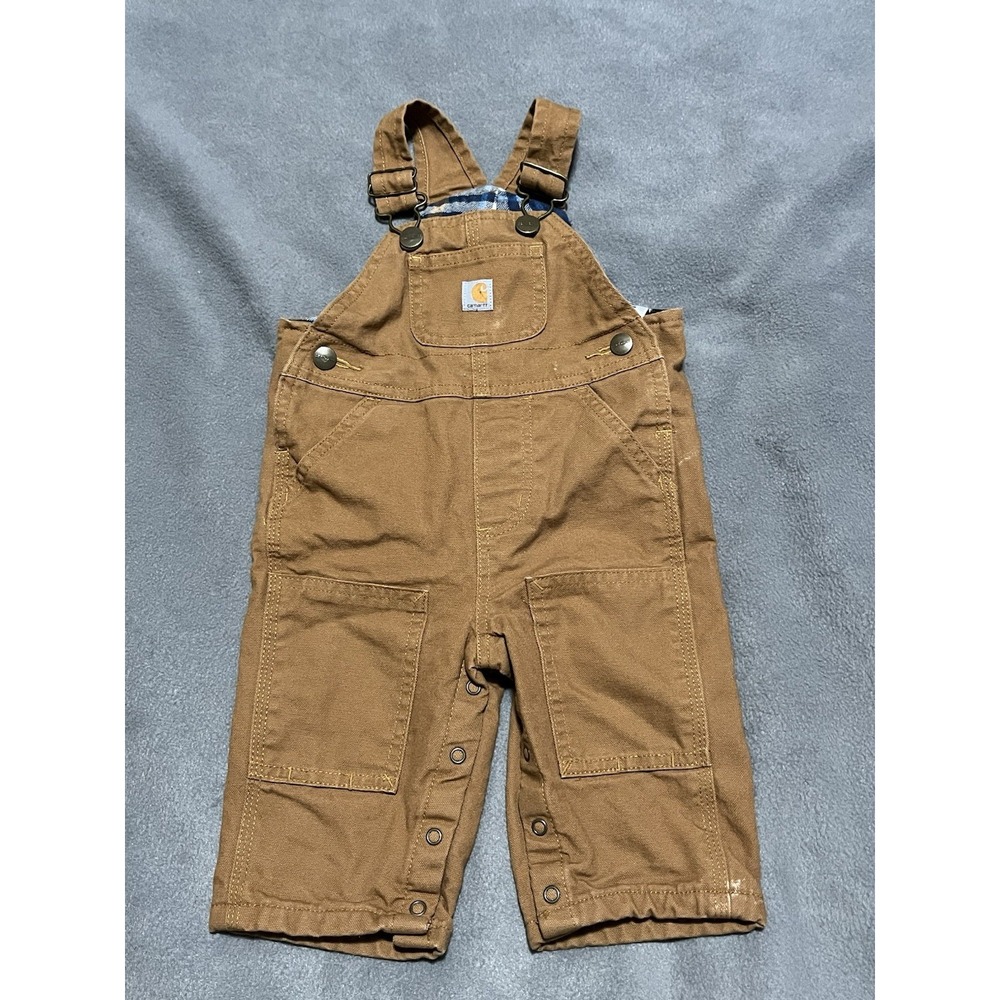 Carhartt Bib Overalls Toddler 6 Month Brown Lined Canvas  OX8645-B‎